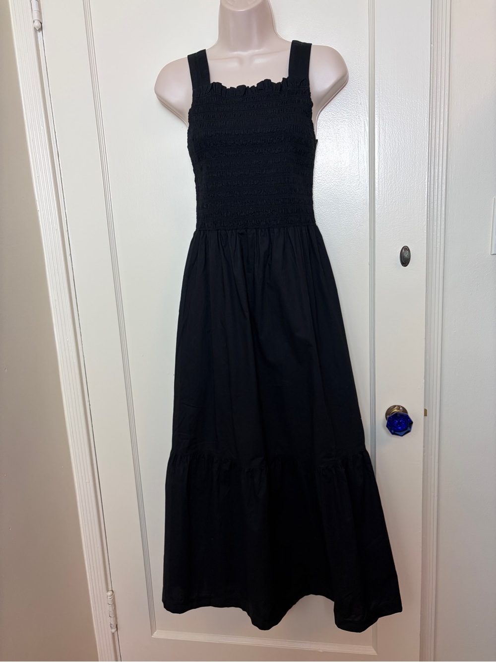 Everlane Black Shirred Elastic Top Maxi Dress